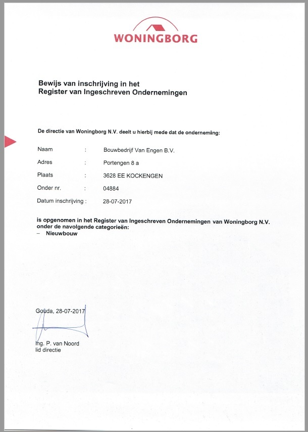 Bewijs inschrijving Woningborg afbeelding