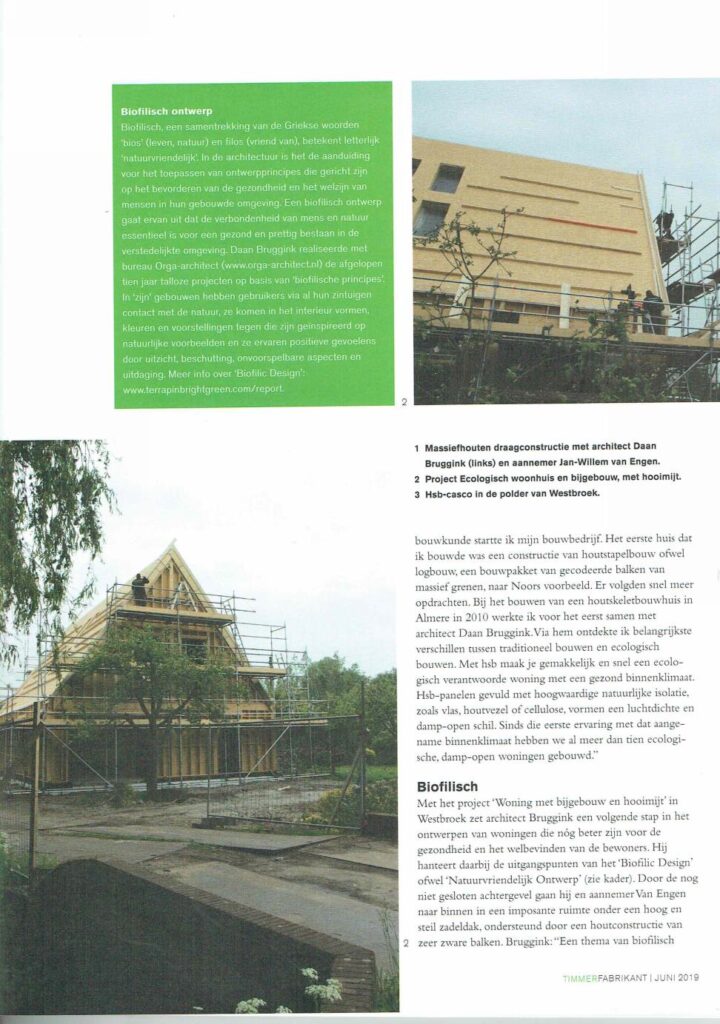 Bouwbedrijf van Engen BV - Ecologische villa, bijgebouw, hooimijt en tuinmuur, Westbroek - Artikel vakblad Timmerfabrikant