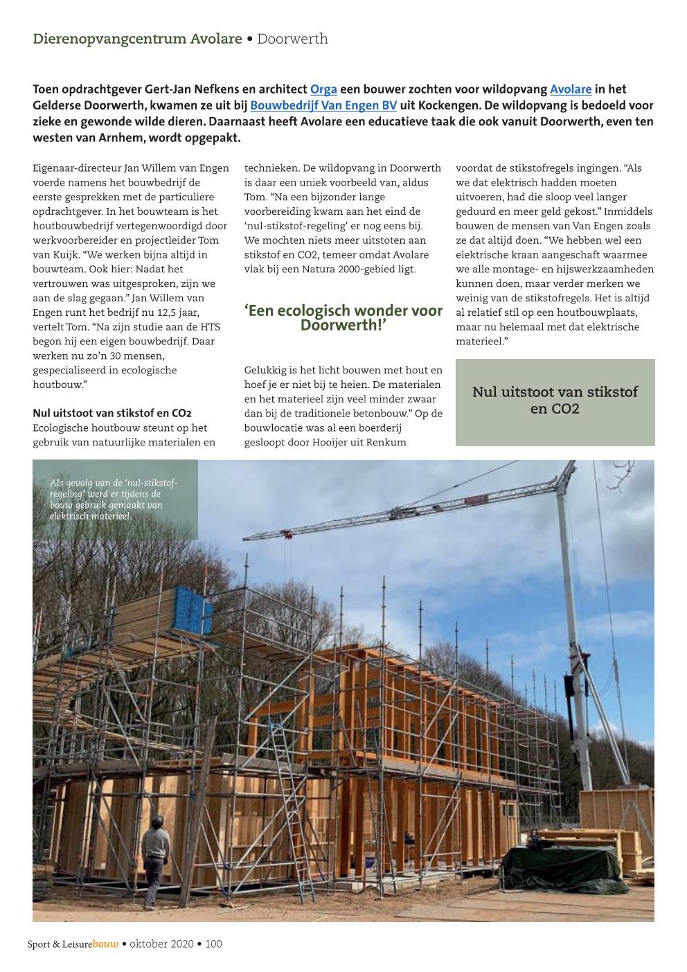 Nieuws: Artikel - Houten onderkomen voor wildopvang Avolare in Industriebouw