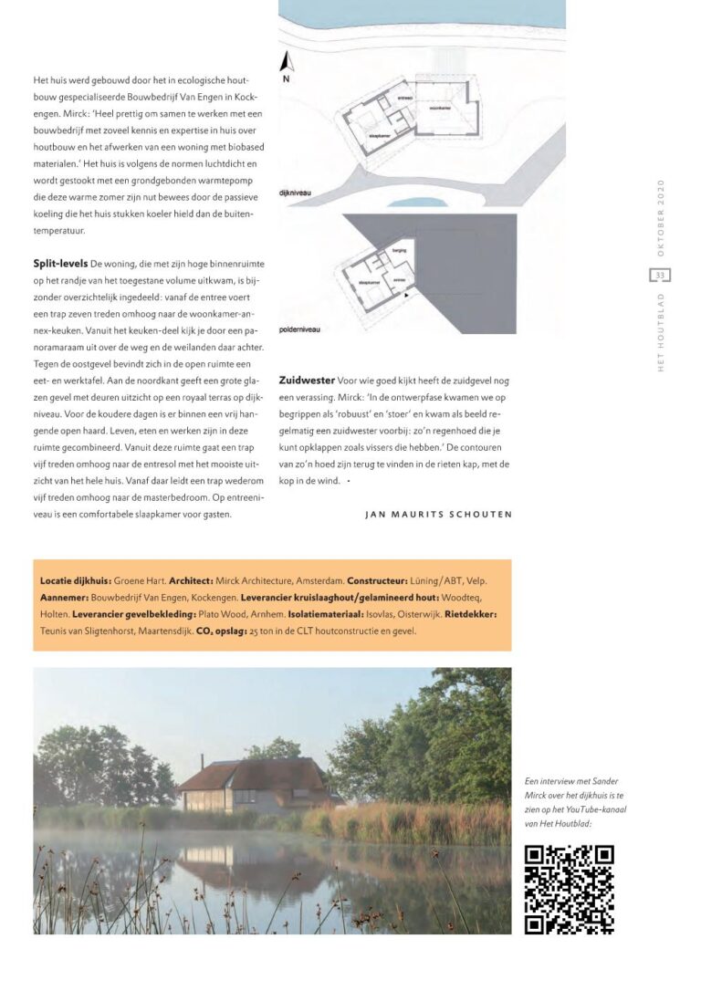 Bouwbedrijf van Engen BV - Duurzaam dijkhuis, het Groene Hart - Artikel Het Houtblad oktober 2020