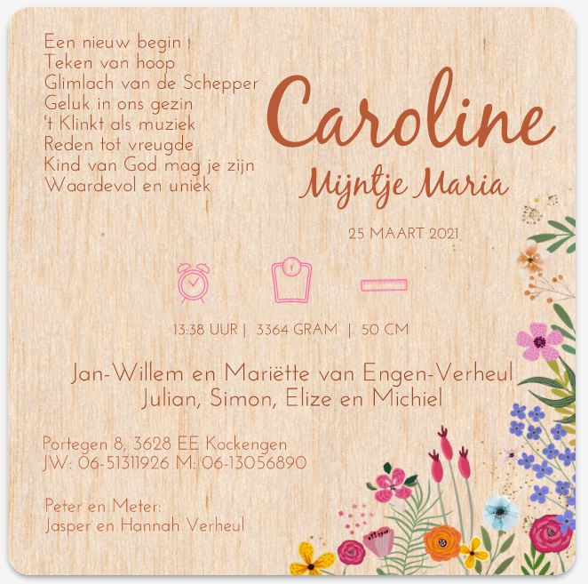 Nieuws: Caroline van Engen geboren