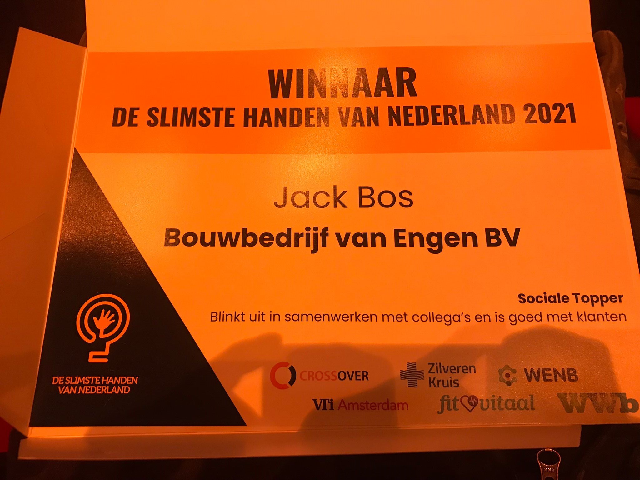 Nieuws: Timmerman Jack Bos in de prijzen bij Slimste Handen van Nederland!