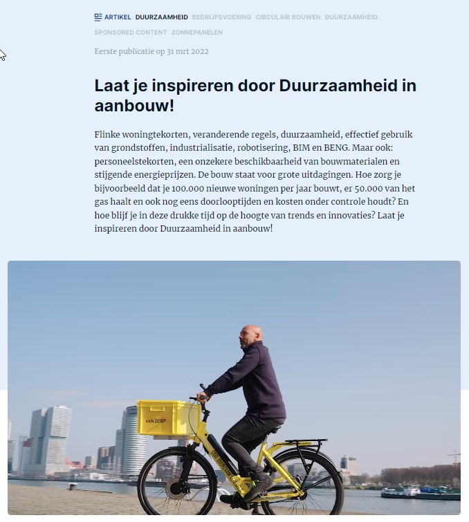 Nieuws - Medewerking uitzending over circulair en ecologisch bouwen op 28 april