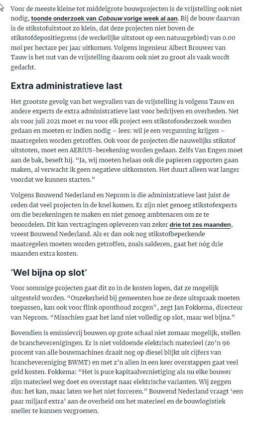 Nieuws - Artikel Cobouw 'Is het wegvallen van de bouwvrijstelling nou echt zo erg?'
